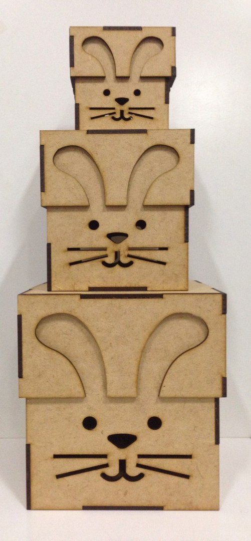 Bunny Stacking Box Set custom laser-cut wooden kids storage by Engravia Mauritius