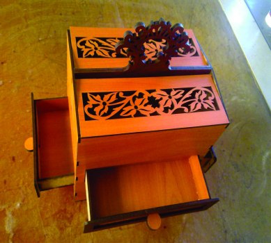 Floral Multi-Drawer Jewelry Box custom laser-cut wooden jewelry boxes by Engravia Mauritius