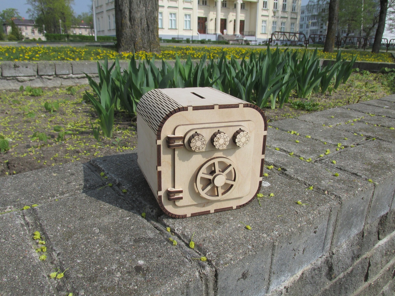 Industrial Mini Safe Box custom laser-cut wooden novelty boxes by Engravia Mauritius
