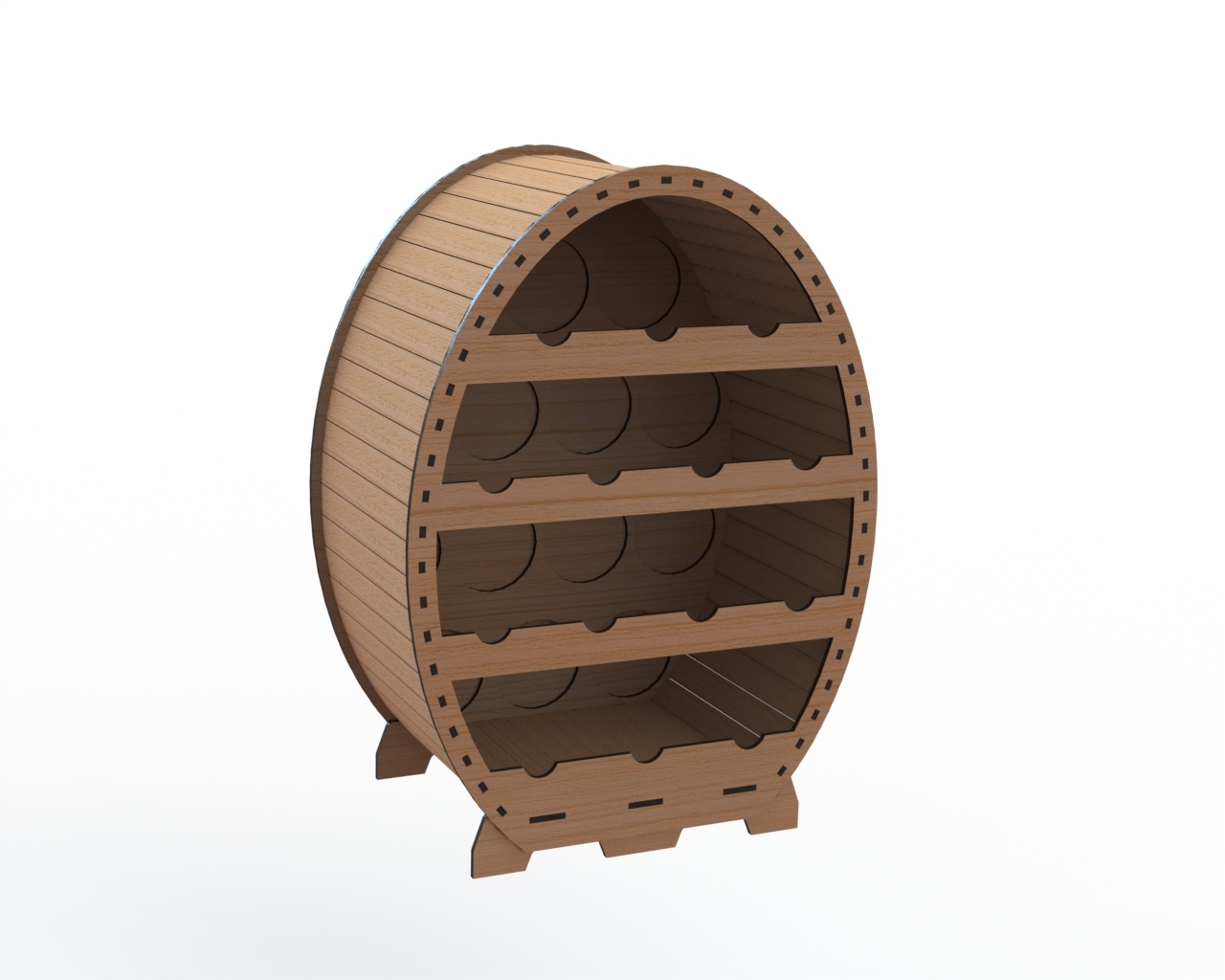Round Bottle Storage Rack custom laser-cut wooden wine & bar by Engravia Mauritius