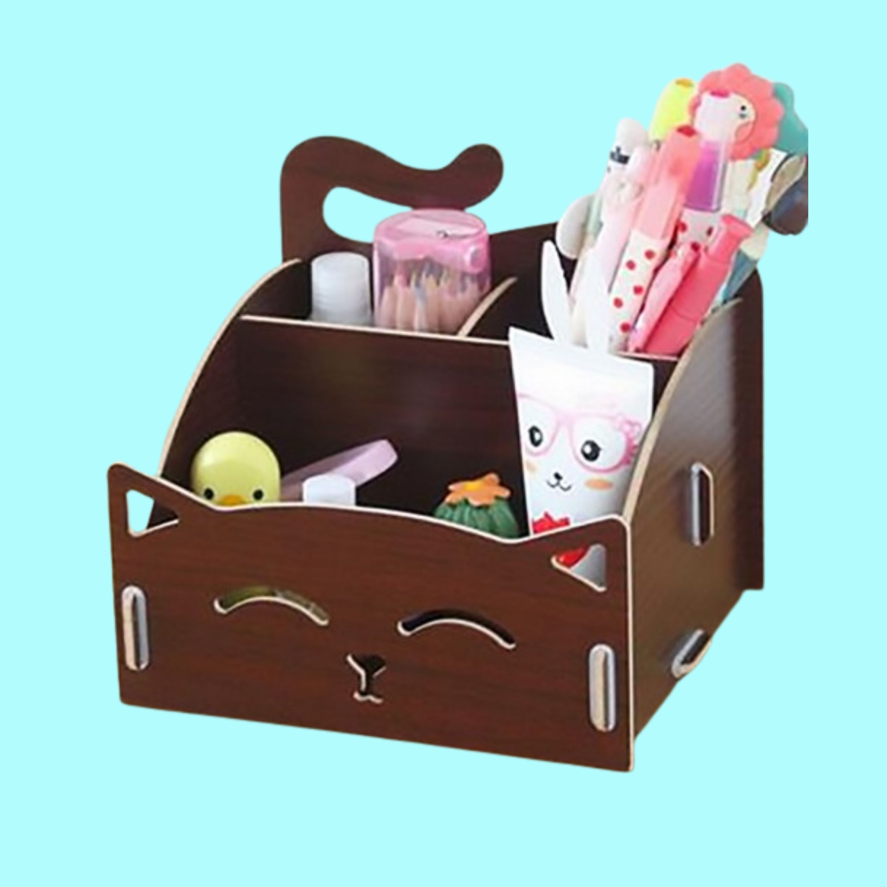 Animal Desk Organizer custom laser-cut wooden organizers by Engravia Mauritius