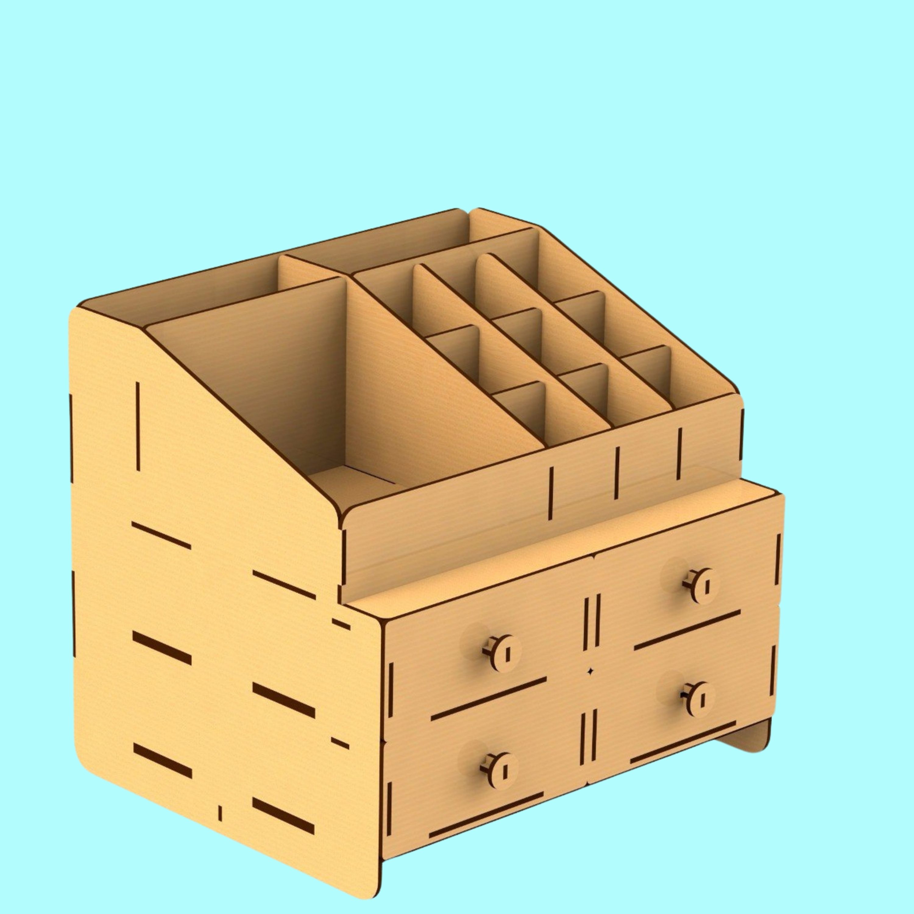 Multi-Drawer Craft Organizer custom laser-cut wooden organizers by Engravia Mauritius