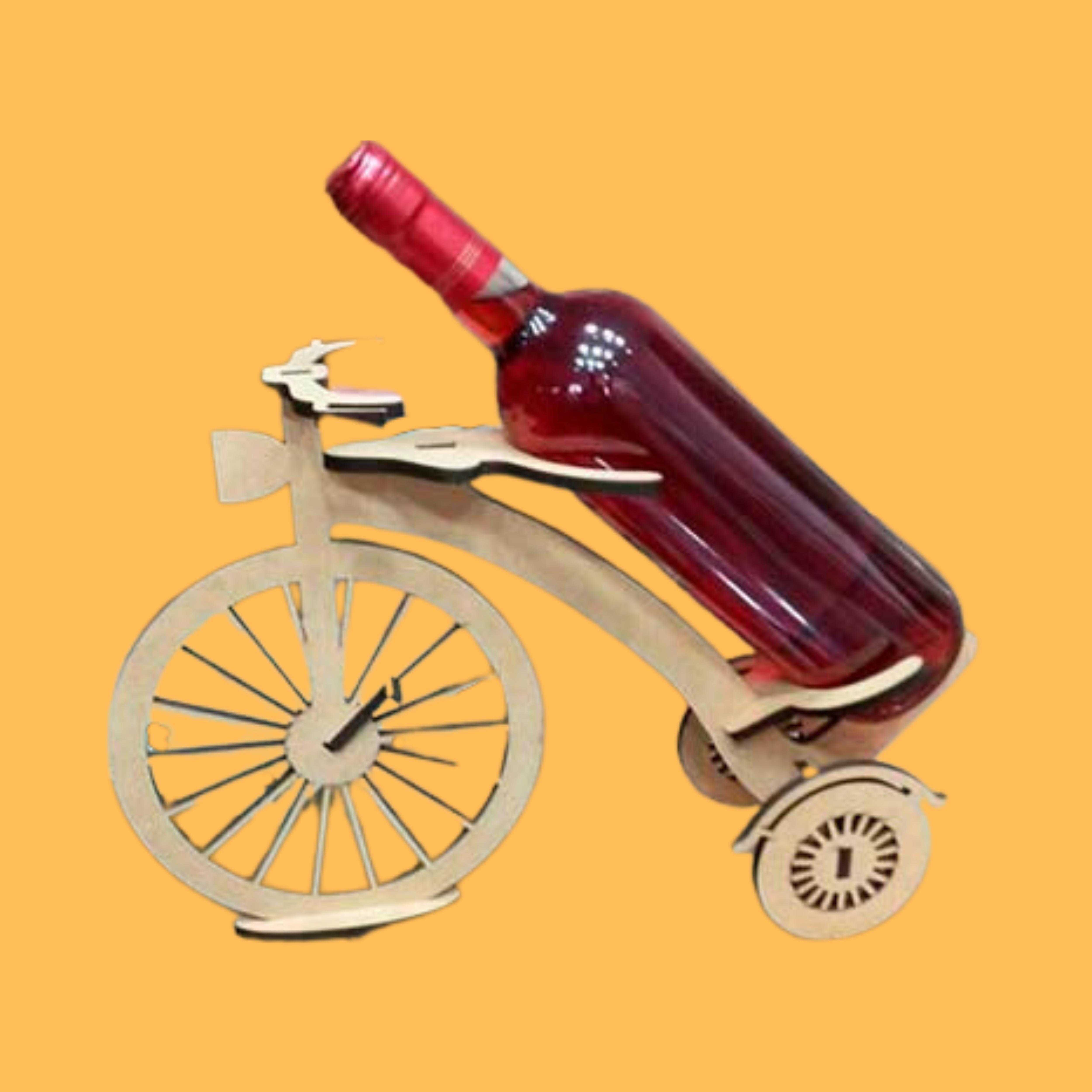 Bicycle Wine Bottle Holder custom laser-cut wooden wine & bar by Engravia Mauritius