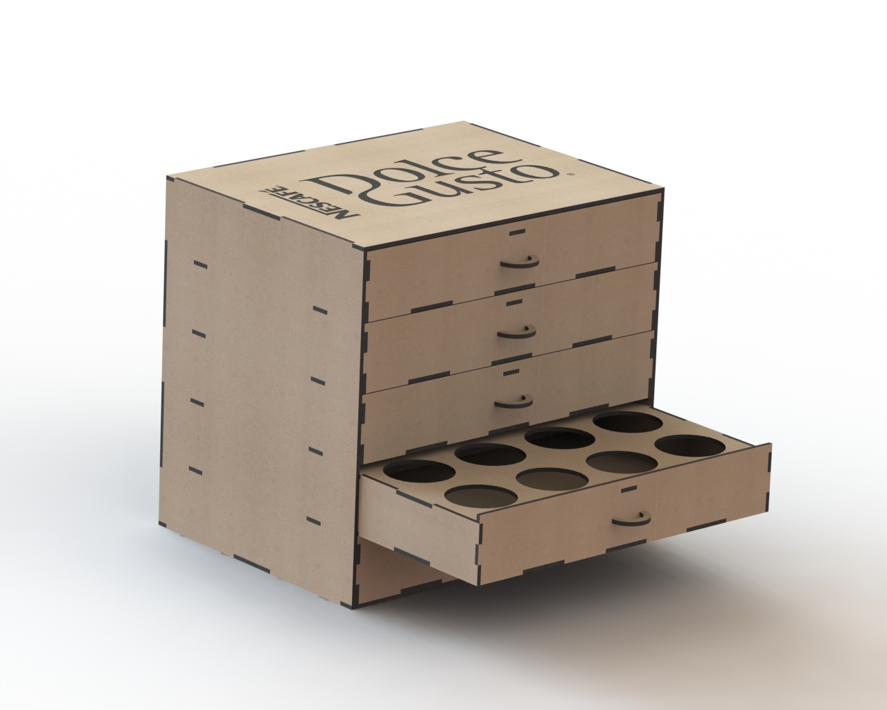 Drawer Cabinet with Bottle Slots custom laser-cut wooden drawer storage by Engravia Mauritius