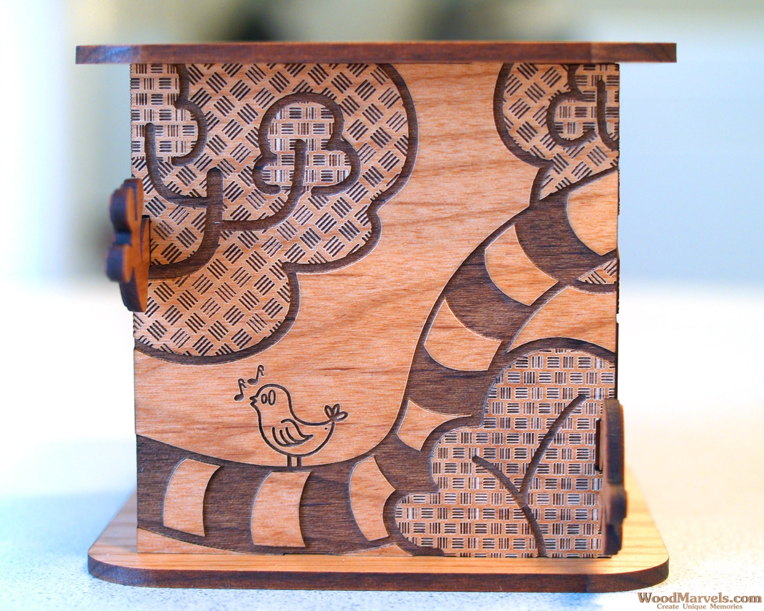 Decorative Tea Box custom laser-cut wooden tea & coffee storage by Engravia Mauritius