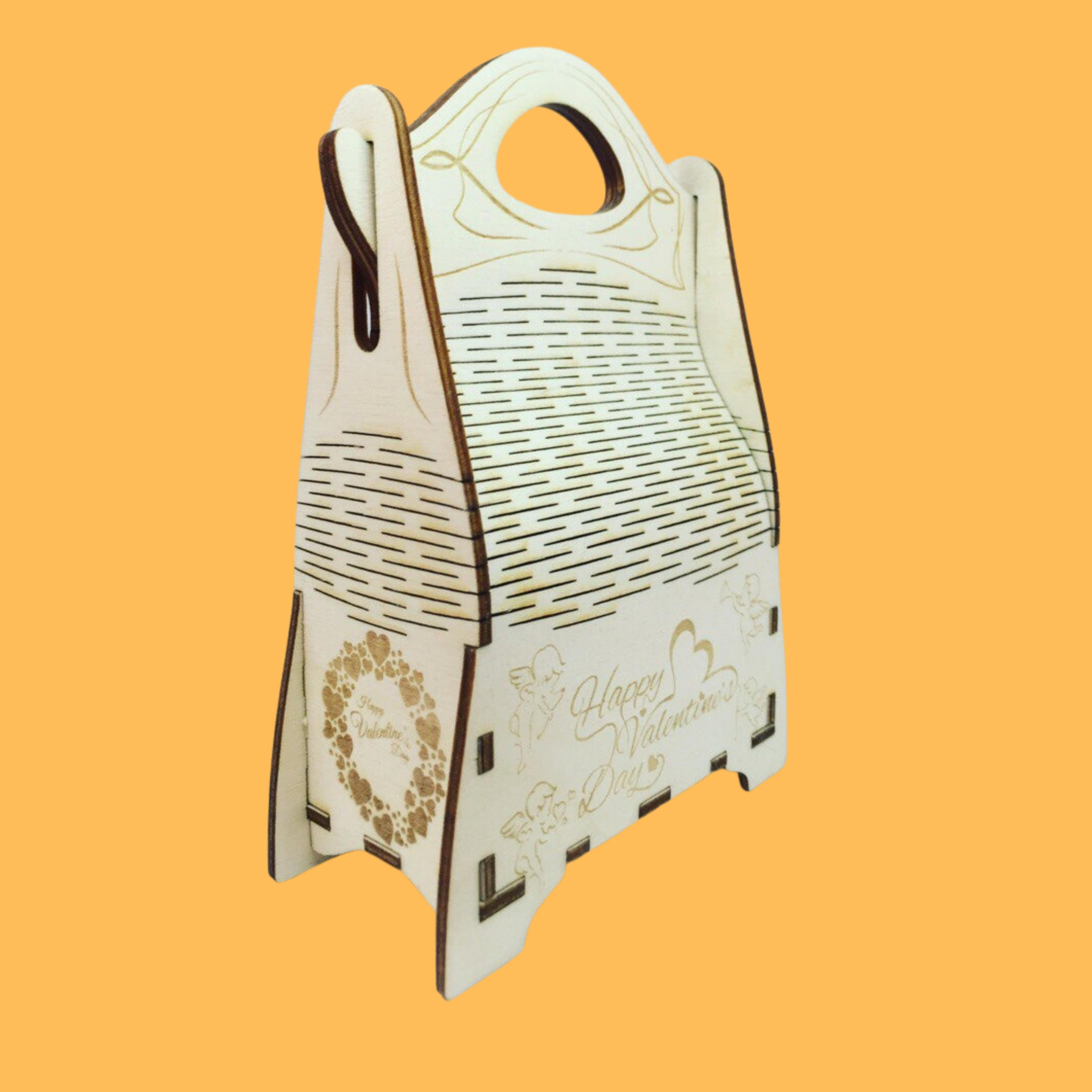 Handled Bottle Carrier custom laser-cut wooden wine & bar by Engravia Mauritius