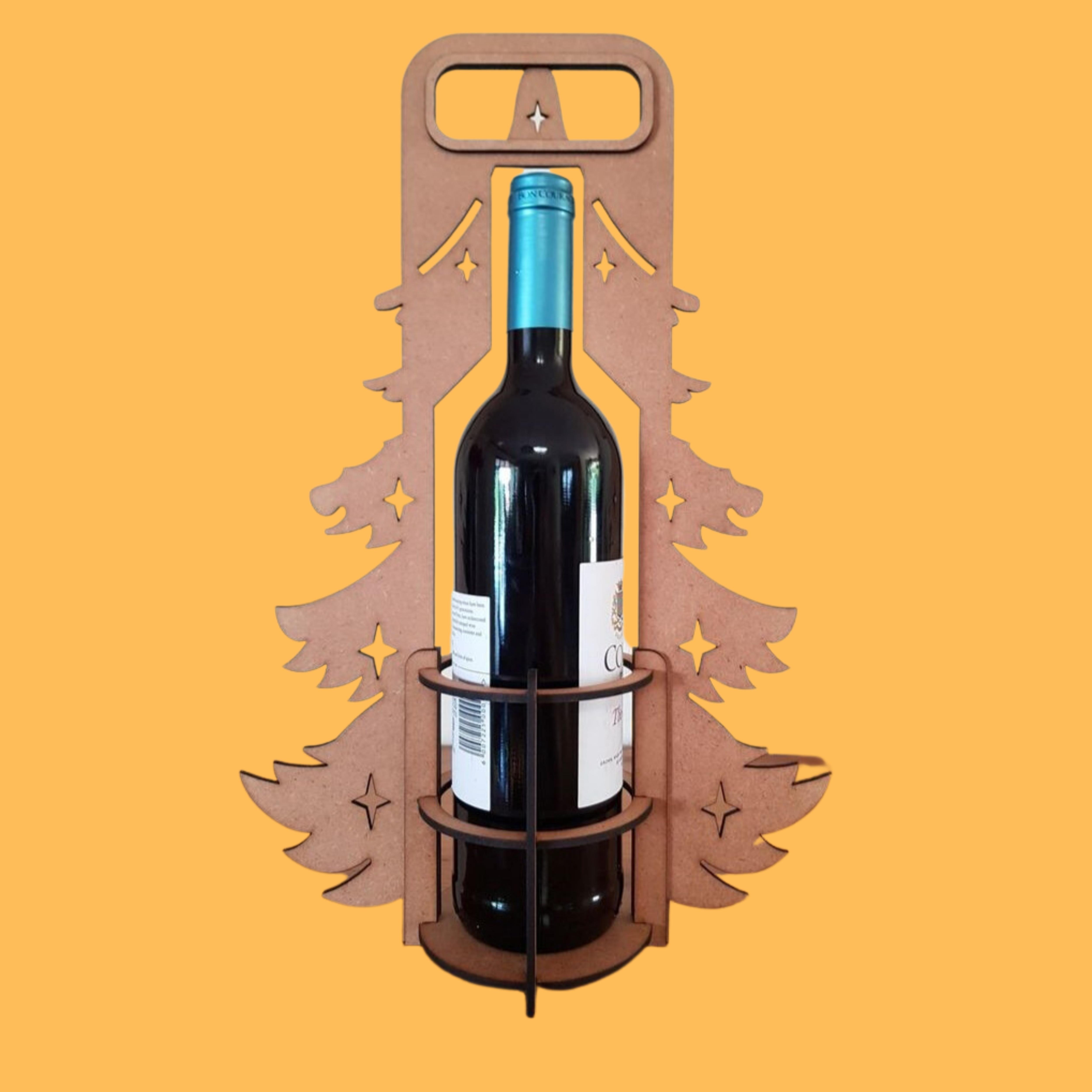 Decorative Bottle Carrier custom laser-cut wooden wine & bar by Engravia Mauritius