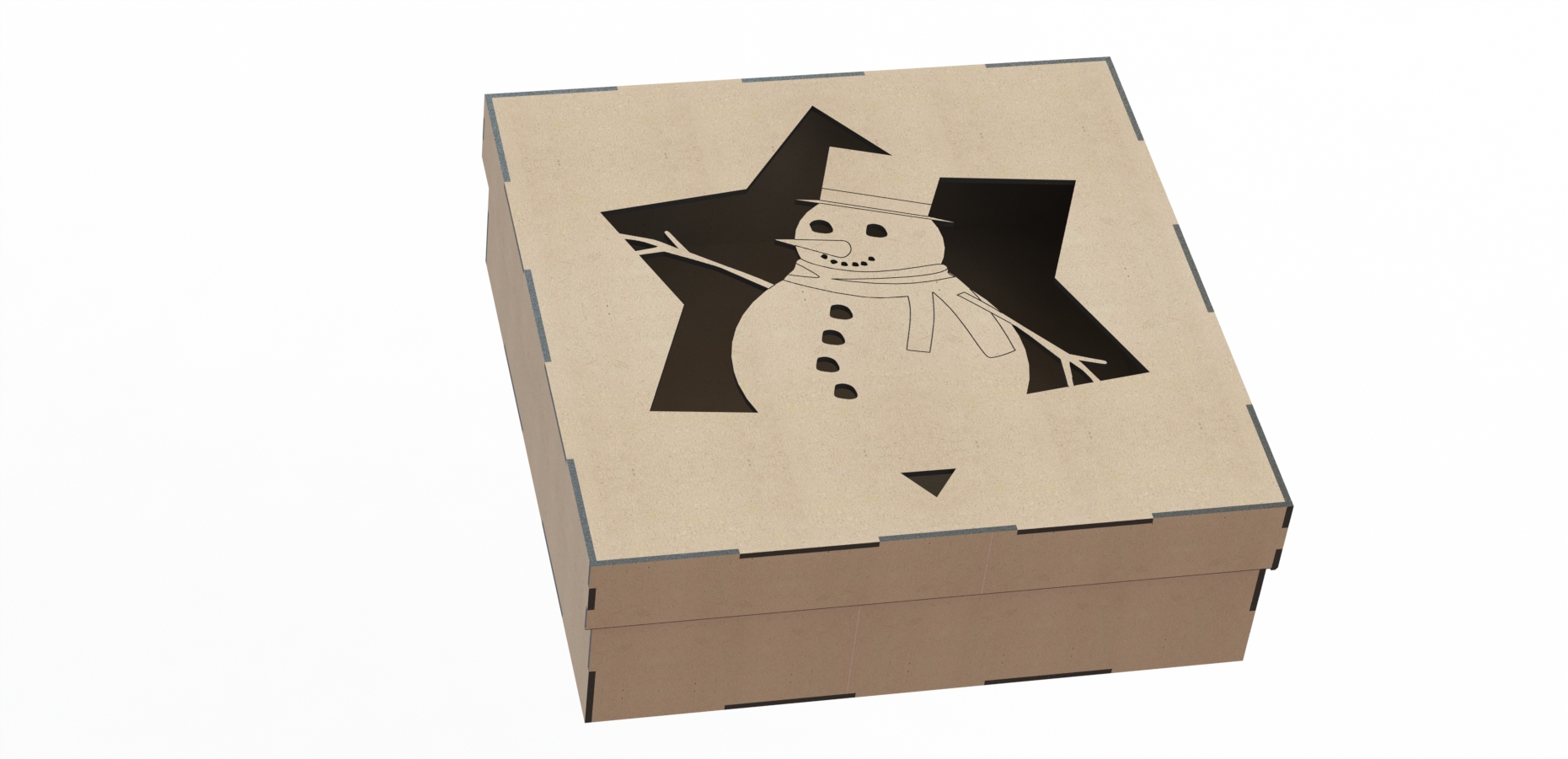 Snowman Gift Box custom laser-cut wooden seasonal boxes by Engravia Mauritius