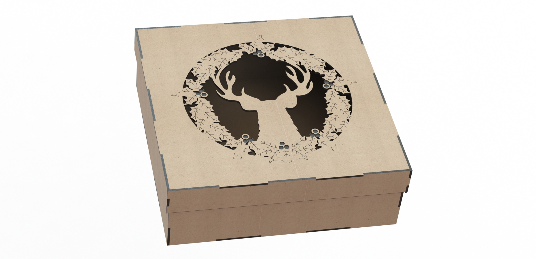 Christmas Deer Gift Box custom laser-cut wooden seasonal boxes by Engravia Mauritius