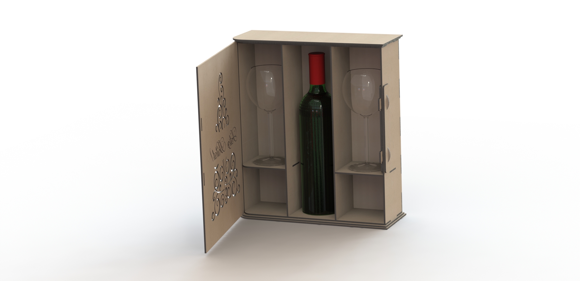 Double Bottle Cabinet custom laser-cut wooden wine & bar by Engravia Mauritius