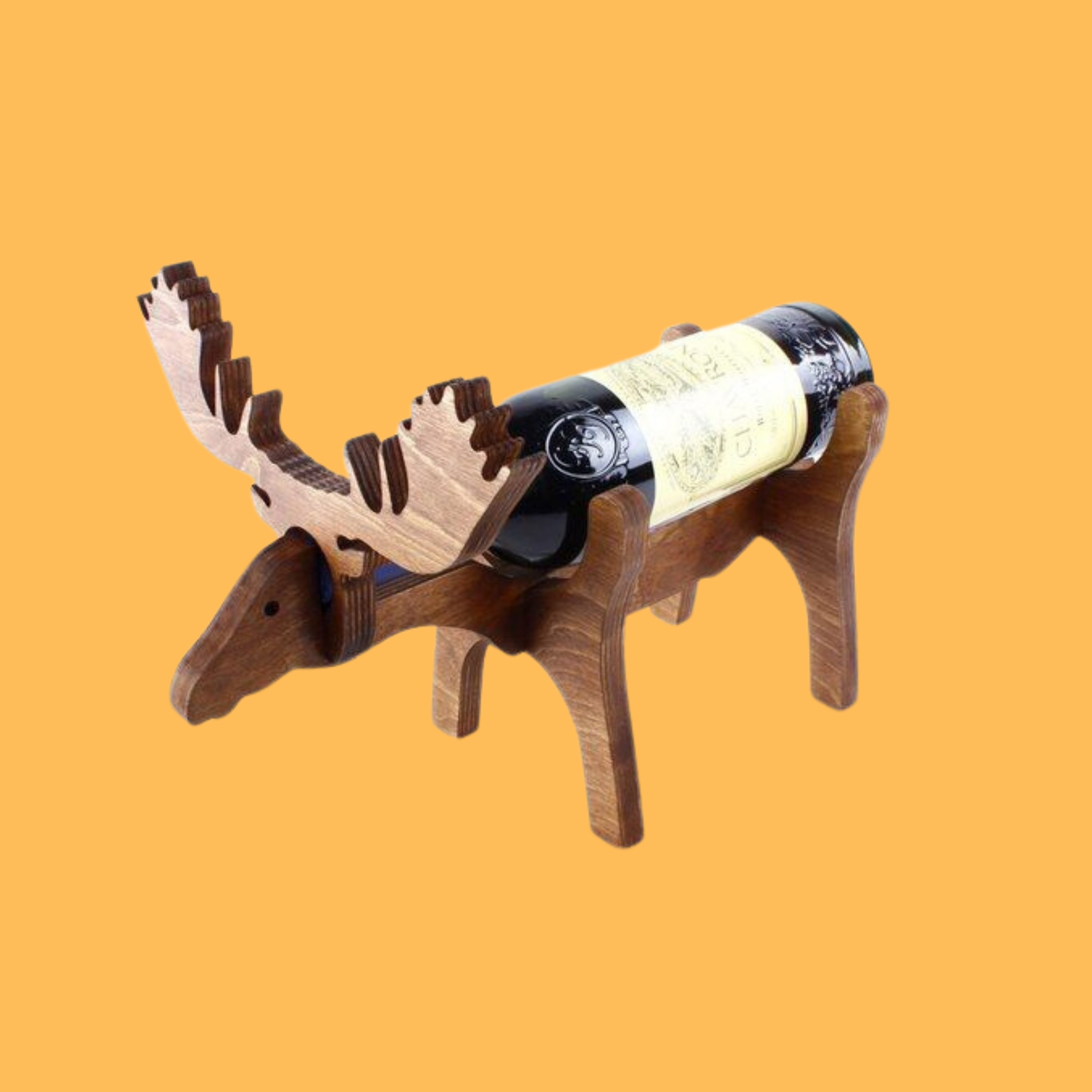 Moose Bottle Holder custom laser-cut wooden wine & bar by Engravia Mauritius