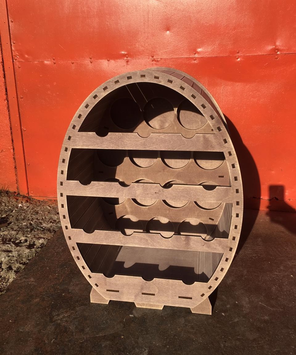 Oval Bottle Rack custom laser-cut wooden wine & bar by Engravia Mauritius