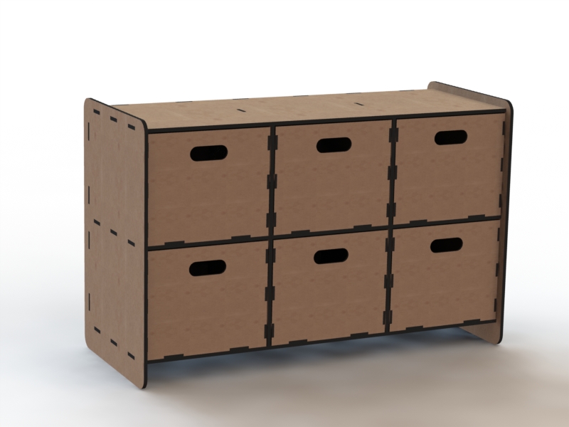 Six Drawer Storage Cabinet custom laser-cut wooden drawer storage by Engravia Mauritius