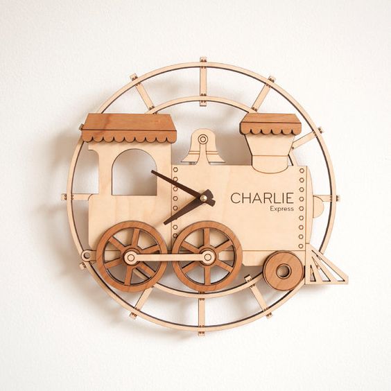 Personalized Train Clock, laser-cut clock design by Engravia Mauritius