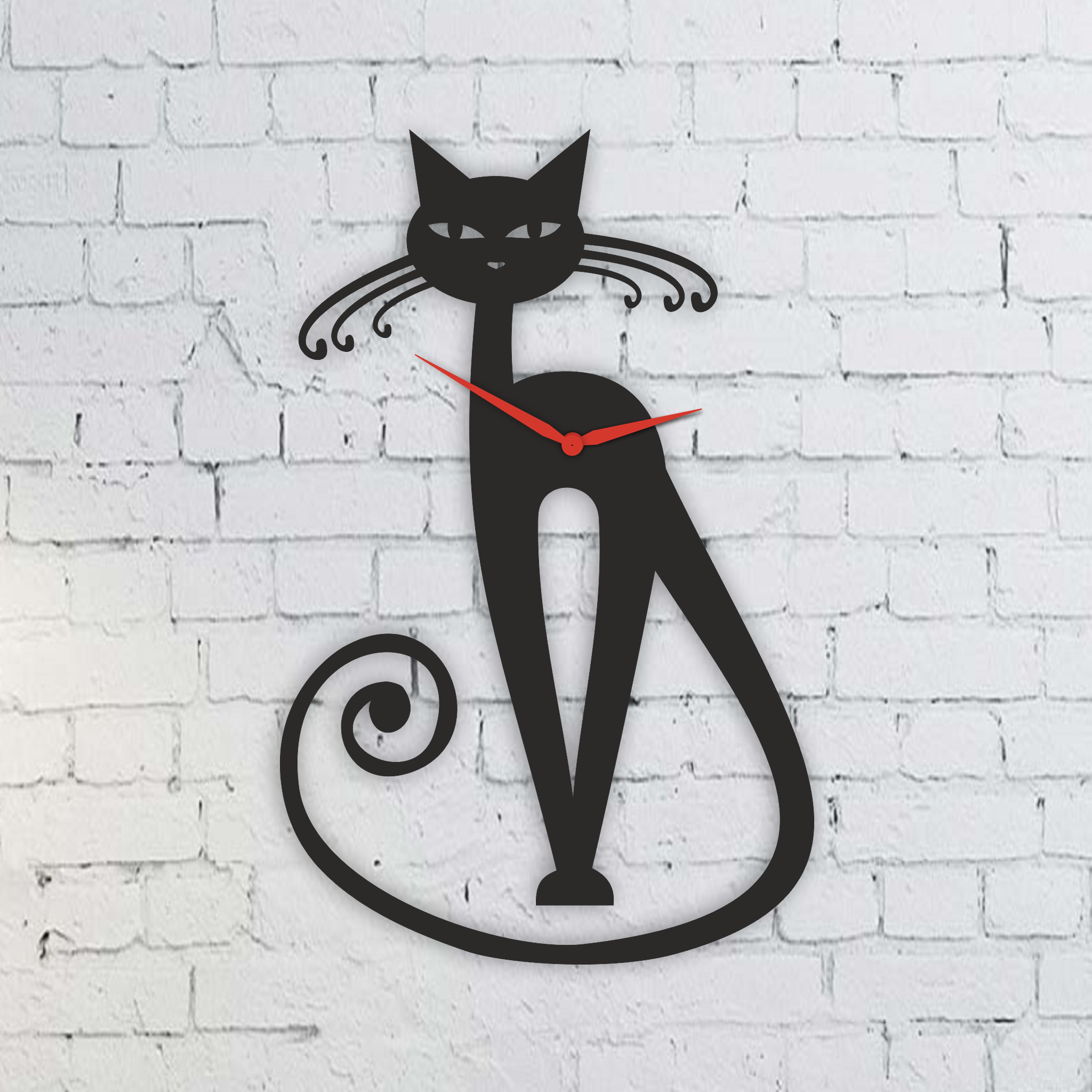 Elegant Cat Clock, laser-cut clock design by Engravia Mauritius