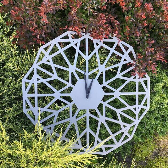 Geometric Garden Clock, laser-cut clock design by Engravia Mauritius