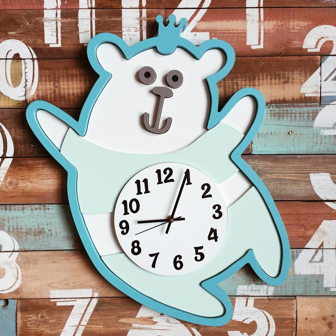 Playful Bear Clock, laser-cut clock design by Engravia Mauritius