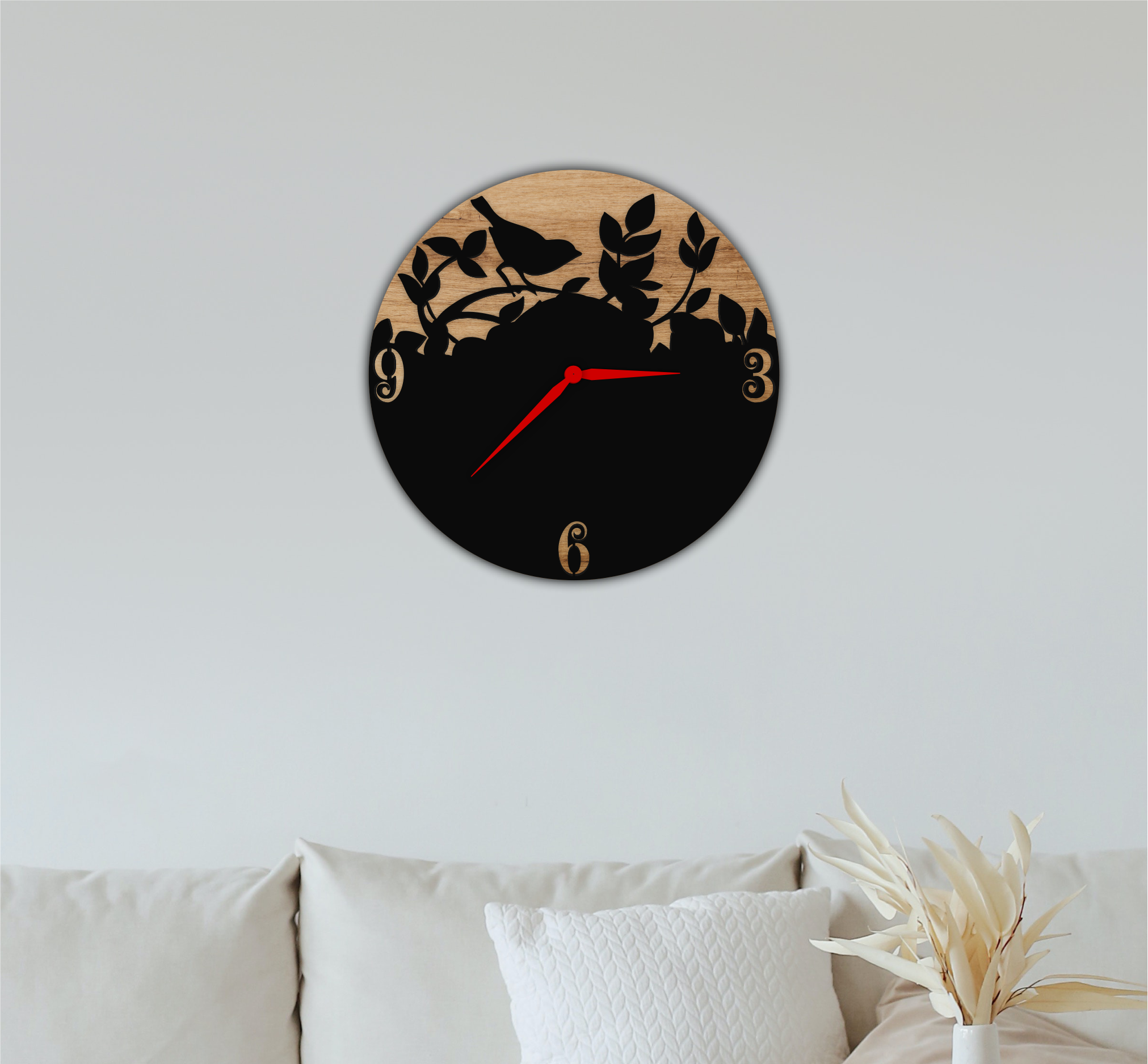 Botanical Clock, laser-cut clock design by Engravia Mauritius