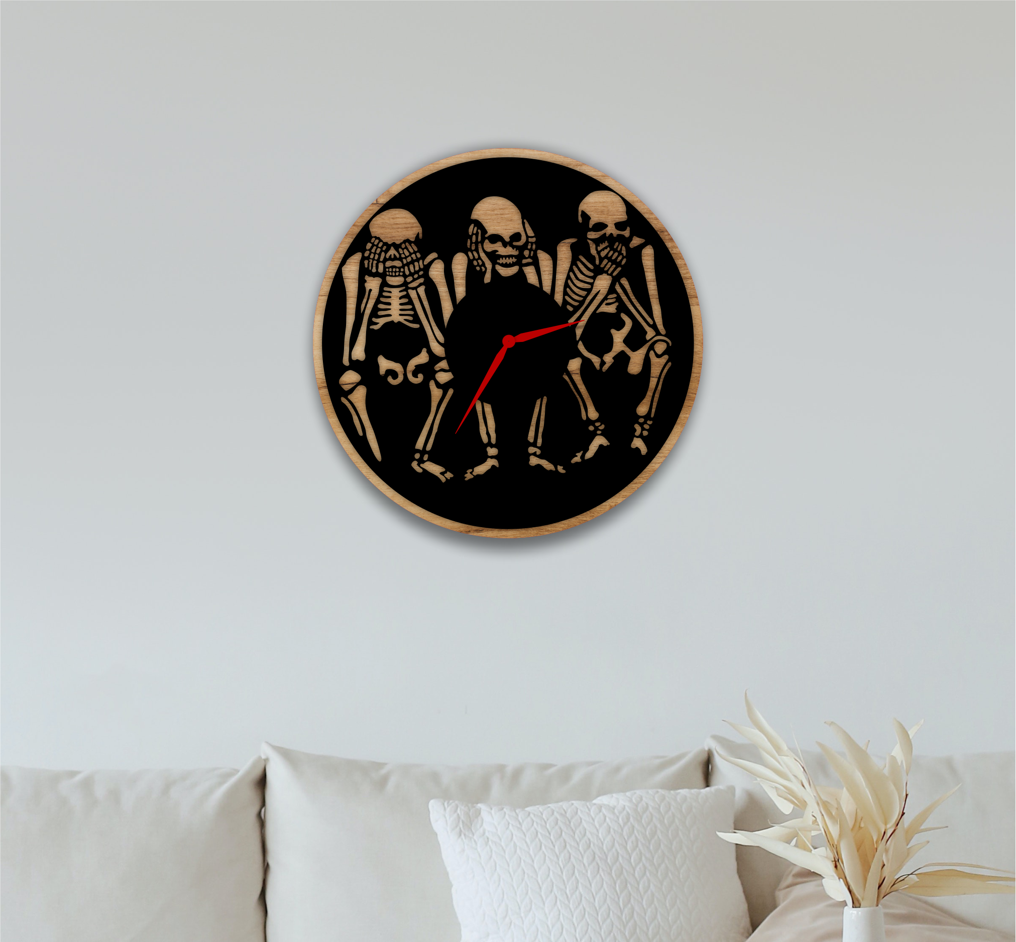 Family Silhouette Clock, laser-cut clock design by Engravia Mauritius