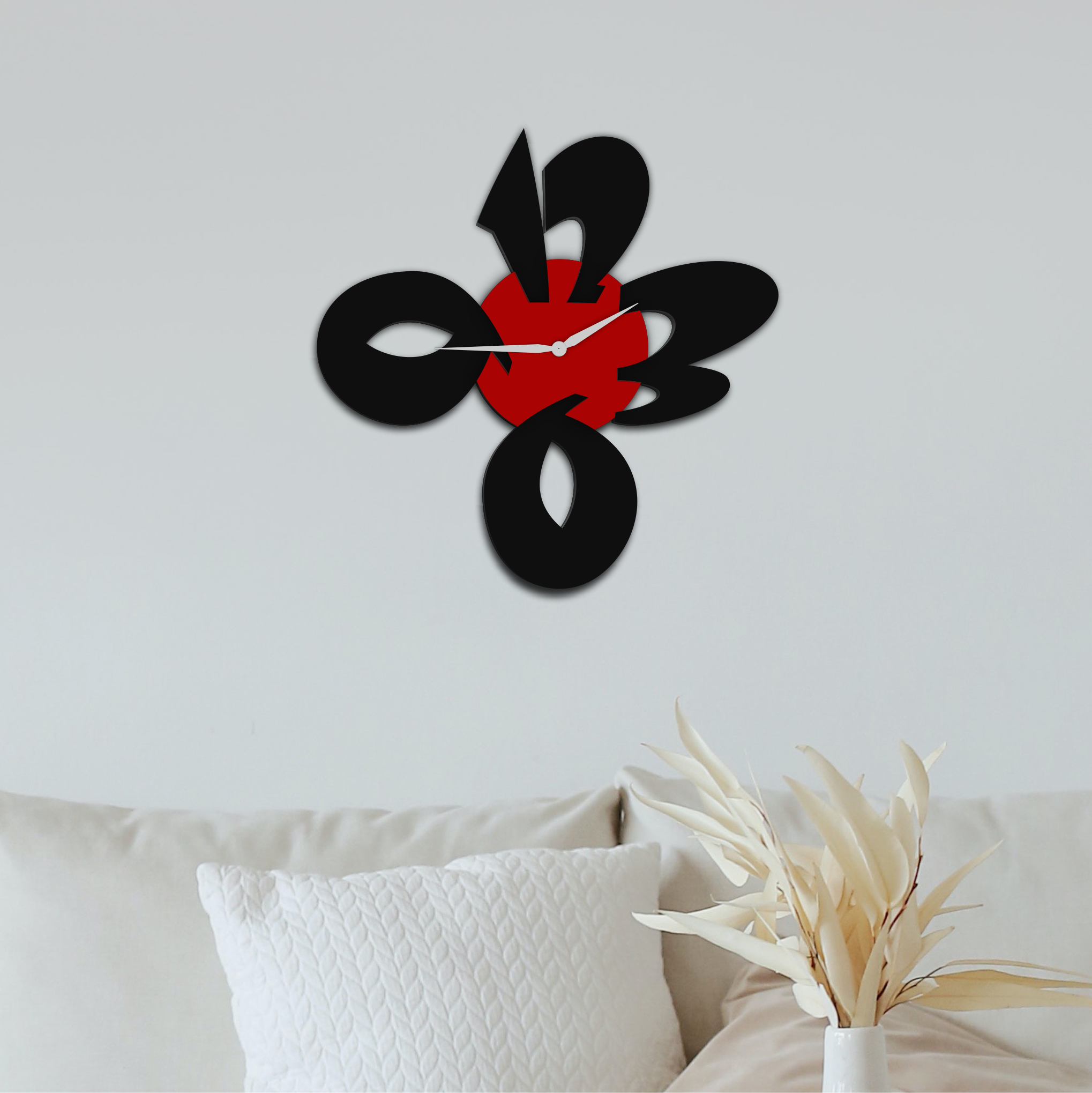 Modern Floral Clock, laser-cut clock design by Engravia Mauritius