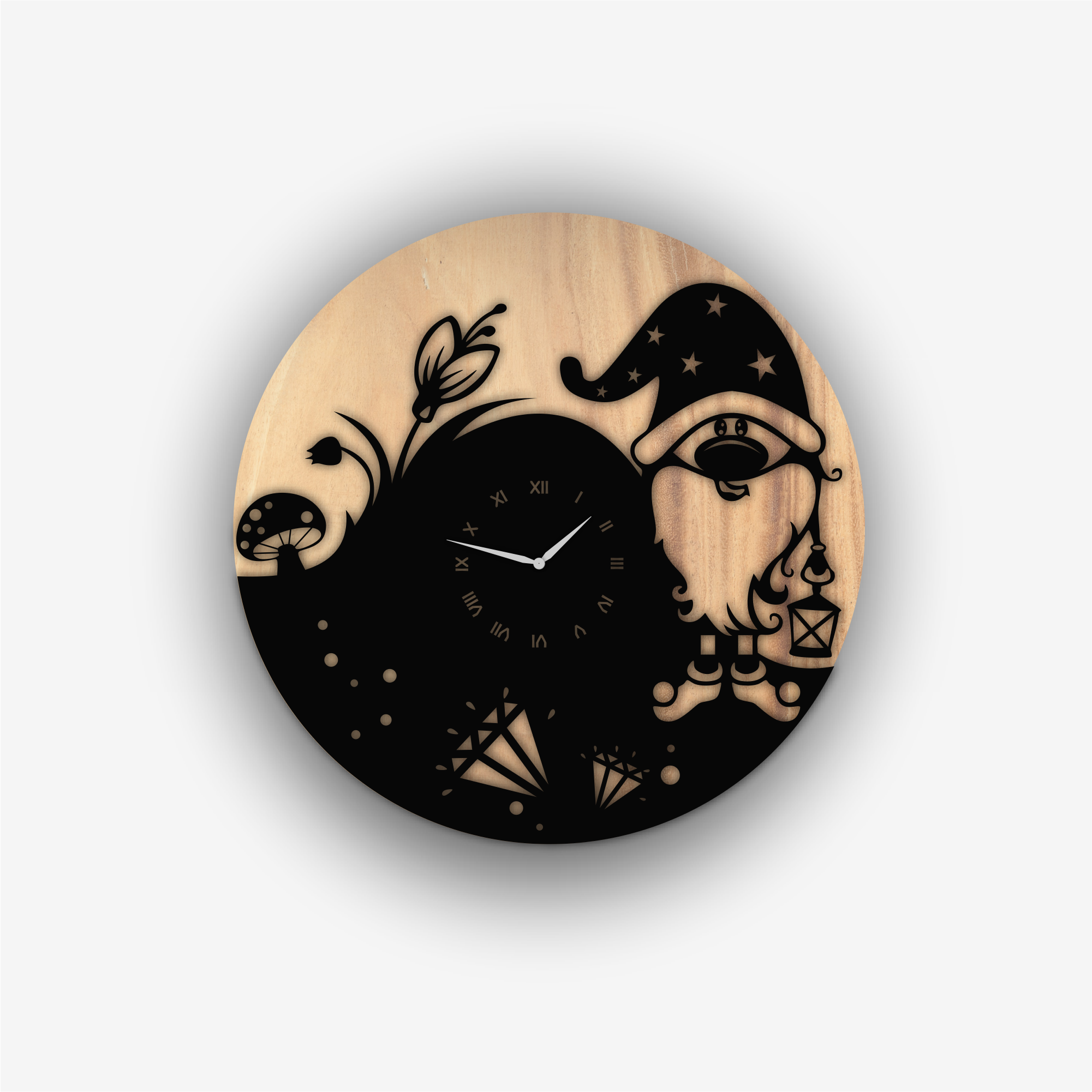 Bird and Blossom Clock, laser-cut clock design by Engravia Mauritius