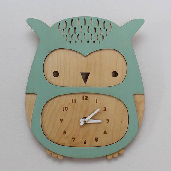 Wooden Owl Clock, laser-cut clock design by Engravia Mauritius