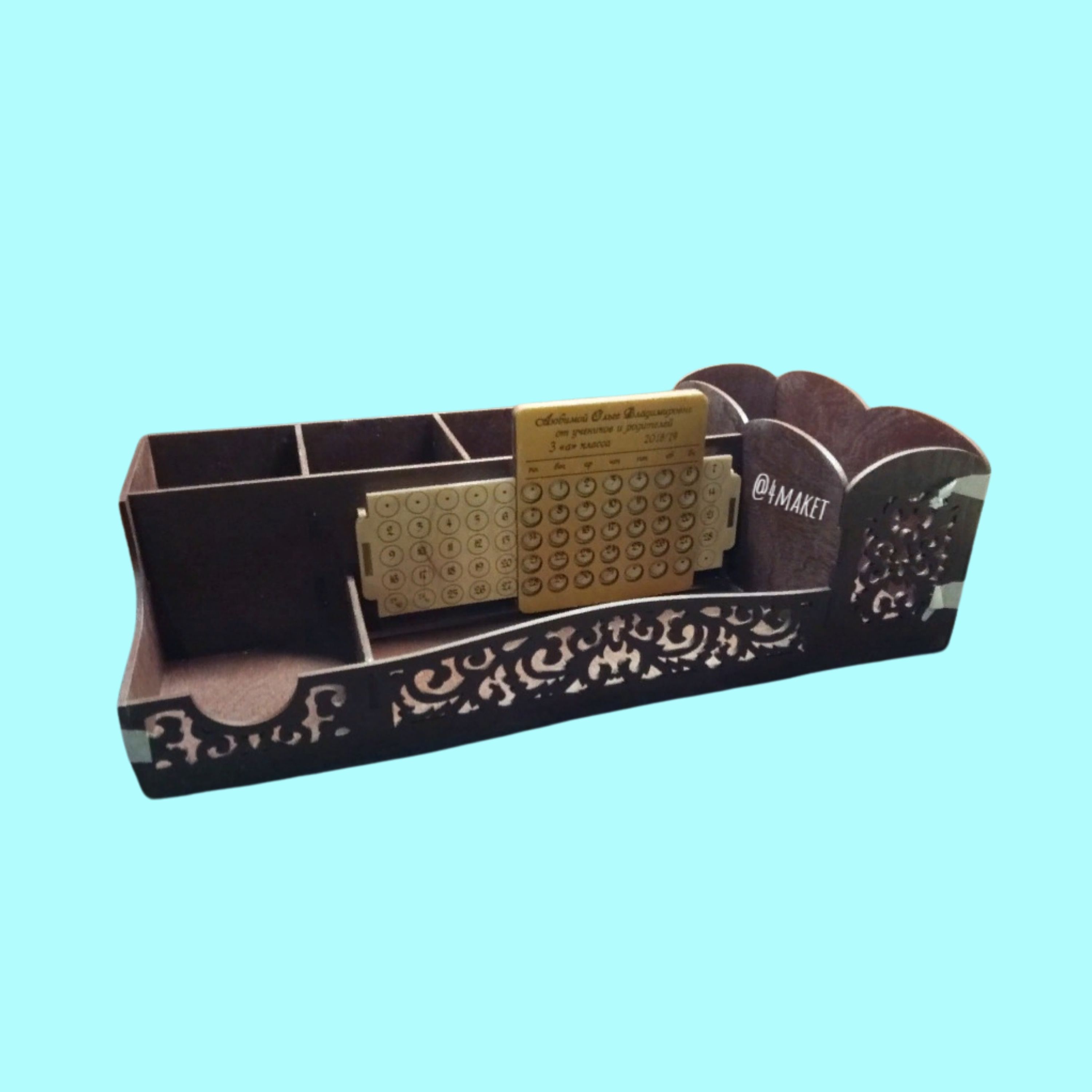 Multi-Slot Desk Organizer, laser-cut furniture or storage design by Engravia Mauritius