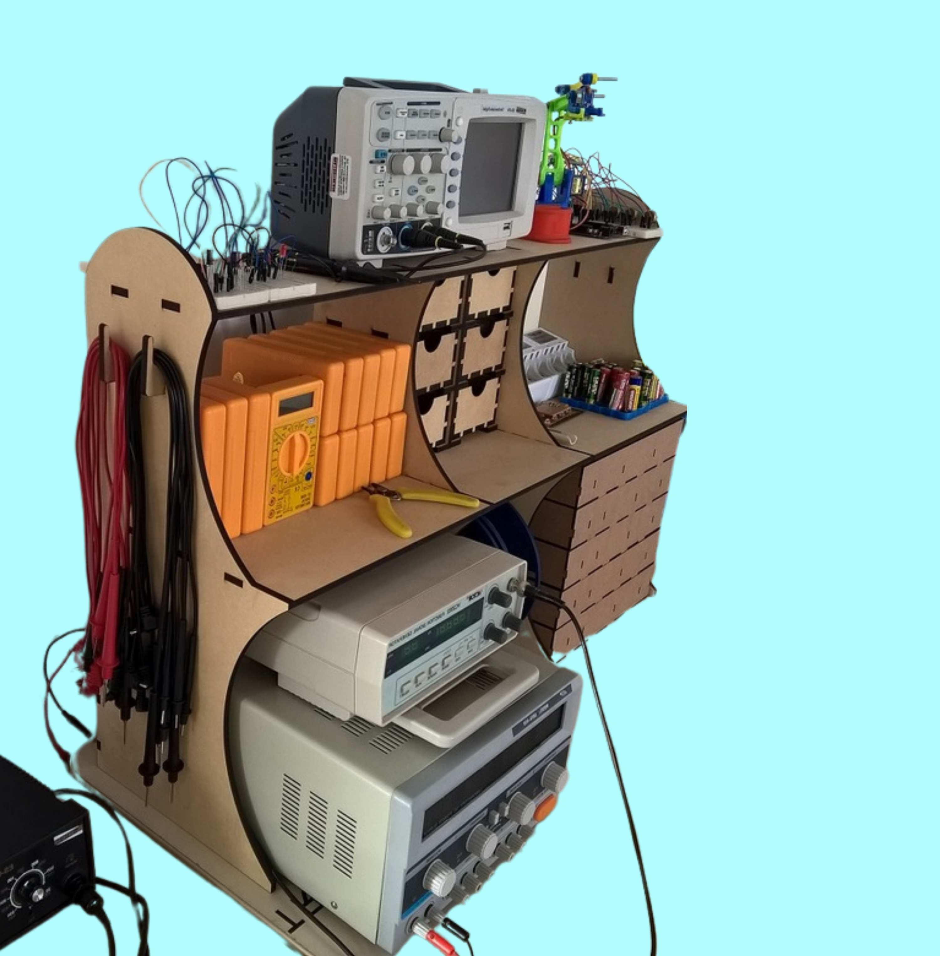 Office Essentials Organizer custom laser-cut wooden furniture by Engravia Mauritius