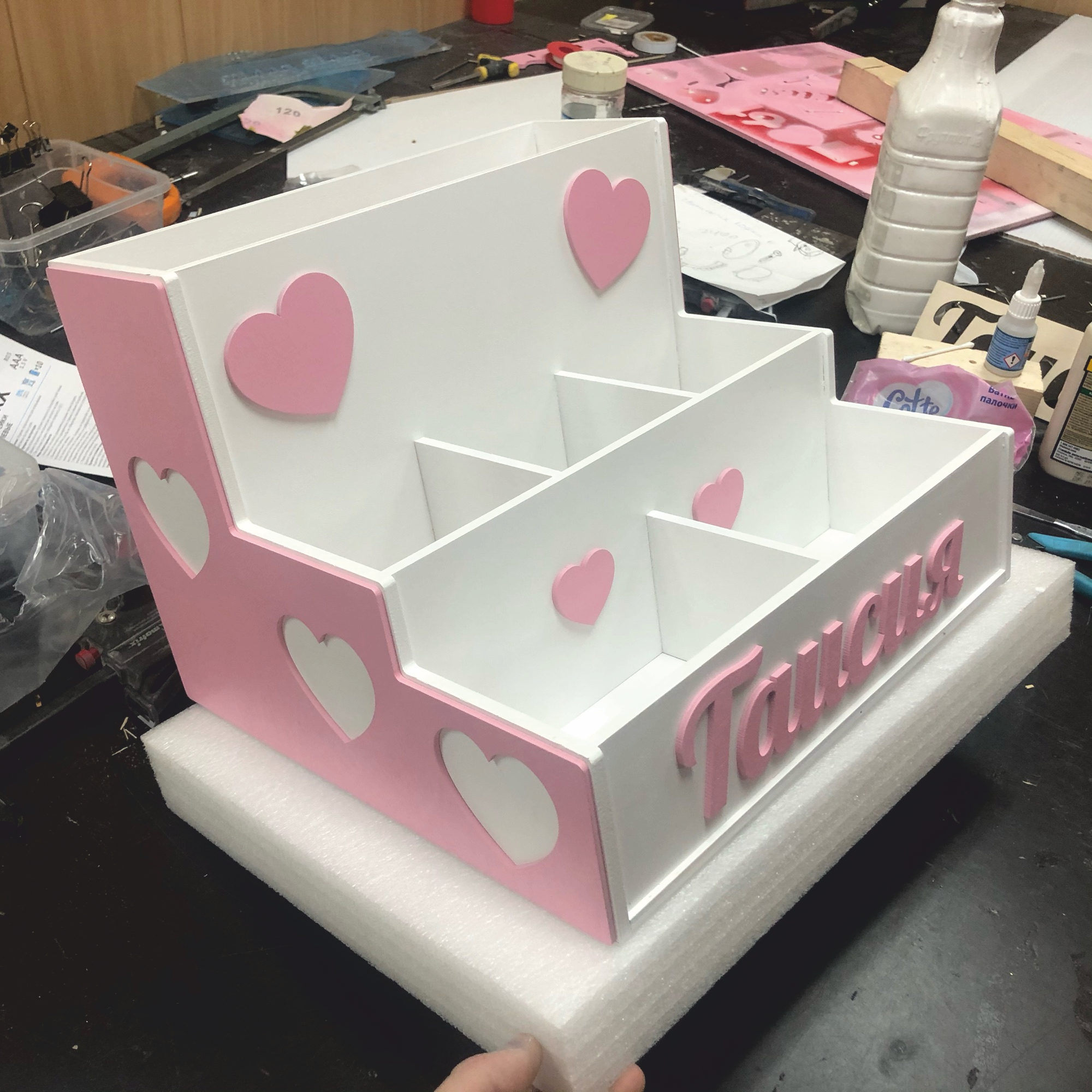 Desktop Sorter custom laser-cut wooden furniture by Engravia Mauritius