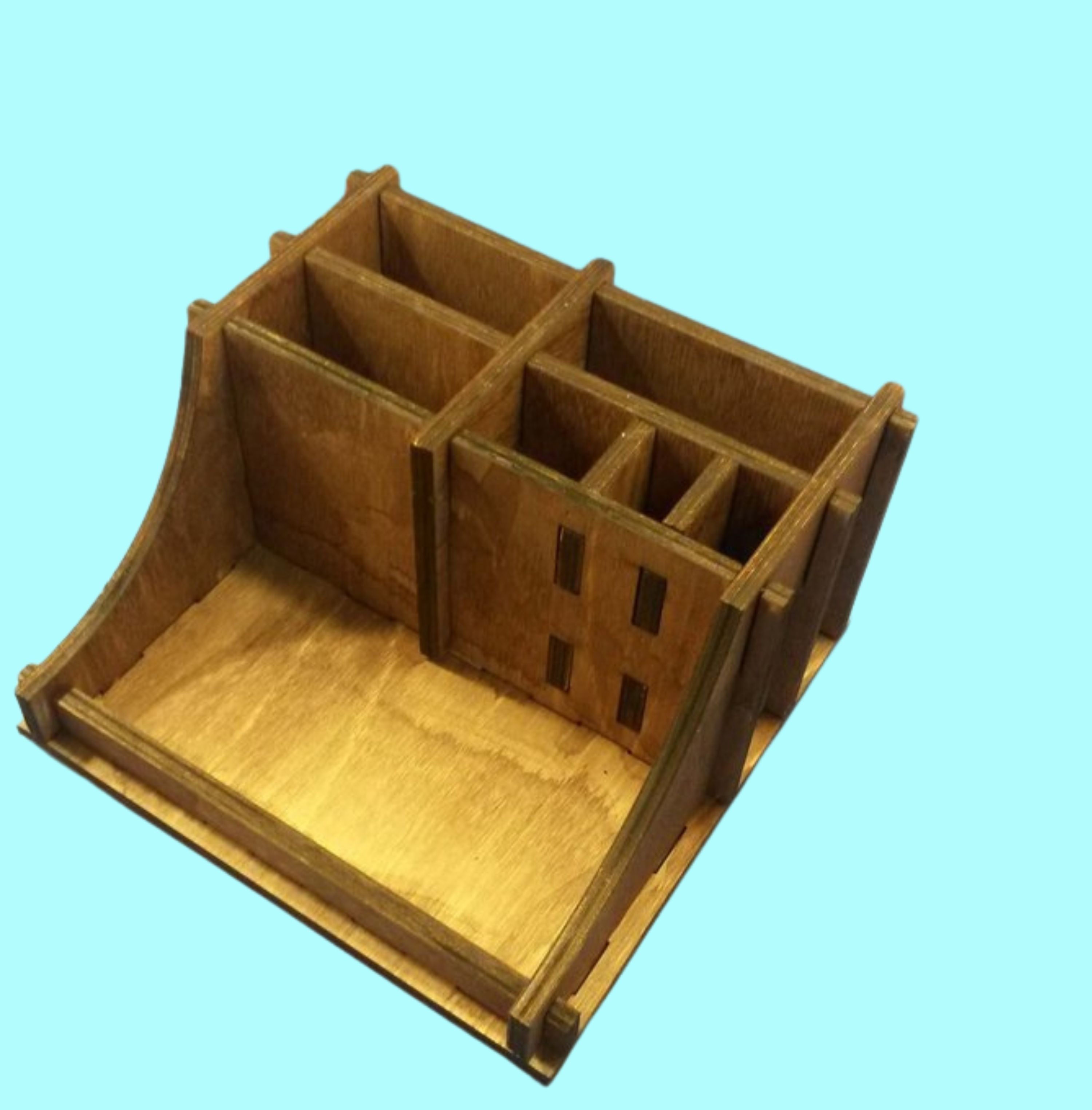 Desktop Accessories Rack custom laser-cut wooden desk organiser by Engravia Mauritius