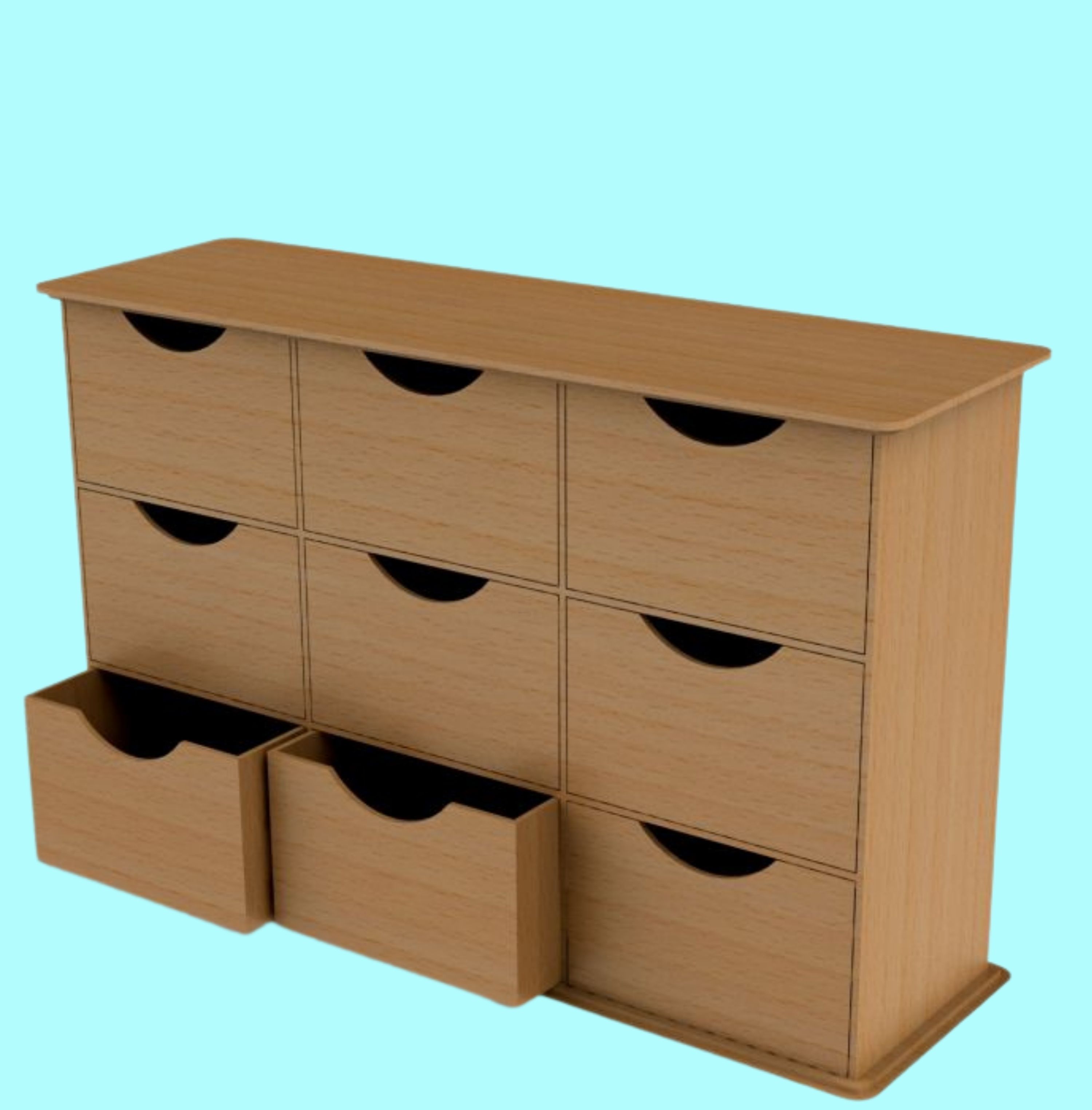 Desktop Storage Caddy custom laser-cut wooden desk organiser by Engravia Mauritius