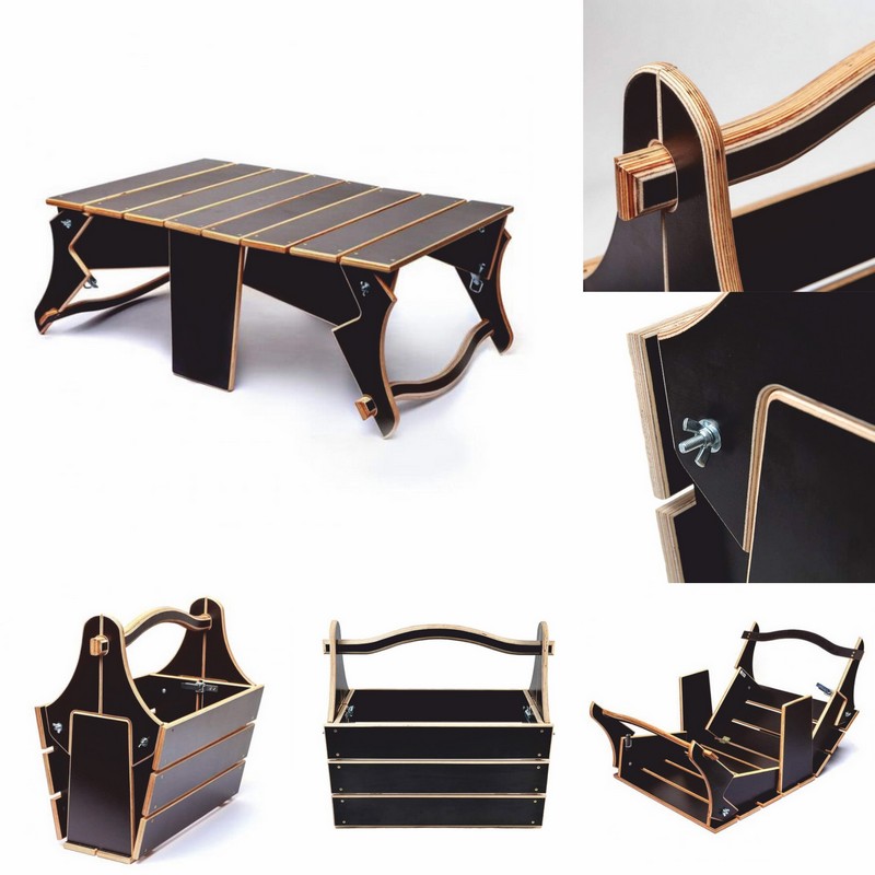 Table and Basket Storage Set custom laser-cut wooden home organisation and storage design by Engravia Mauritius