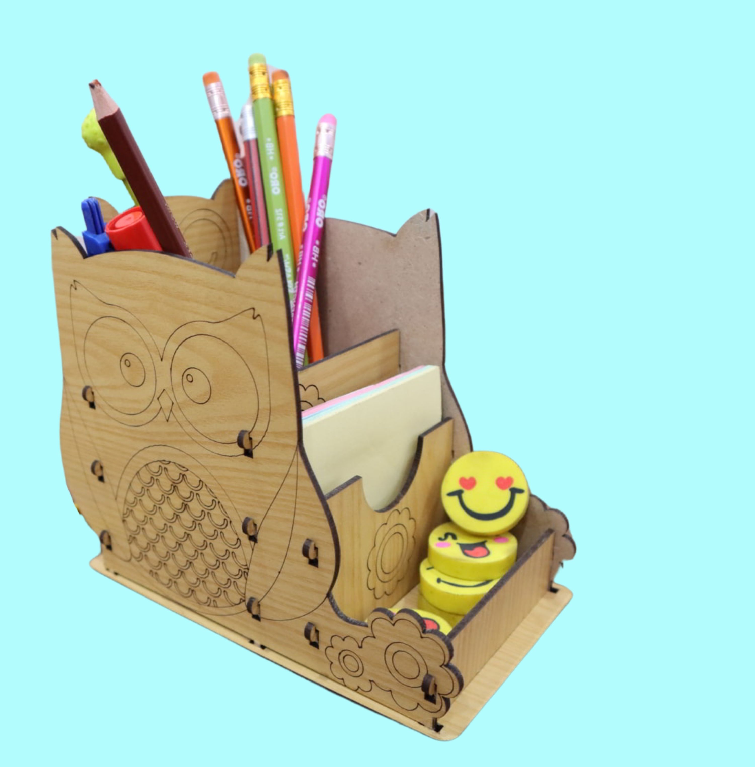 Office Storage Station custom laser-cut wooden desk organizers by Engravia Mauritius