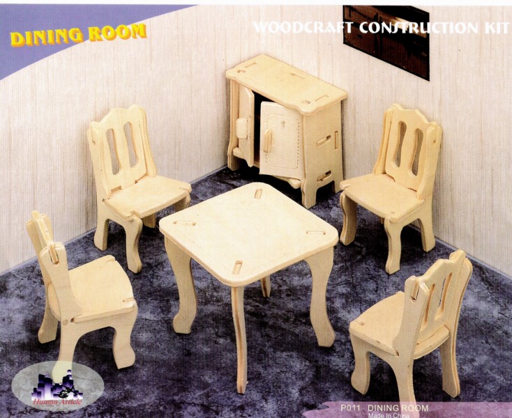 Miniature Dining Set custom laser-cut wooden kids furniture by Engravia Mauritius