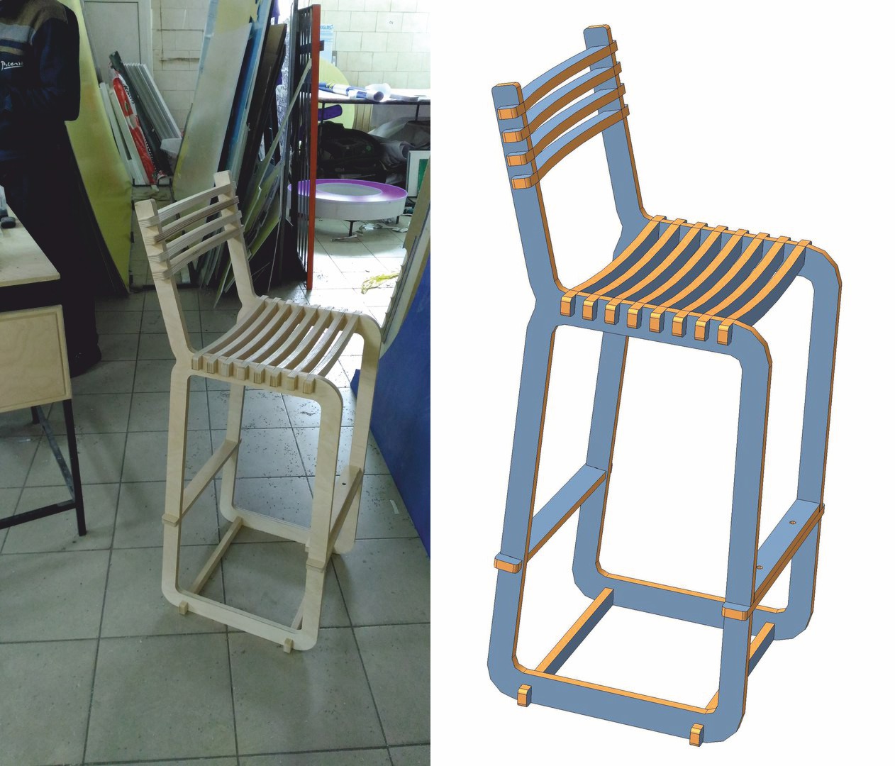 Modern Bar Stool custom laser-cut wooden chairs & seating by Engravia Mauritius
