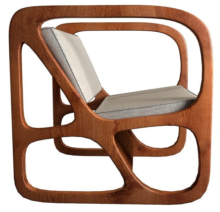 Modern Slatted Chair custom laser-cut wooden chairs & seating by Engravia Mauritius