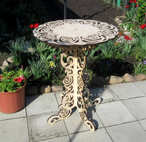 Sculptural Side Table custom laser-cut wooden tables & consoles by Engravia Mauritius