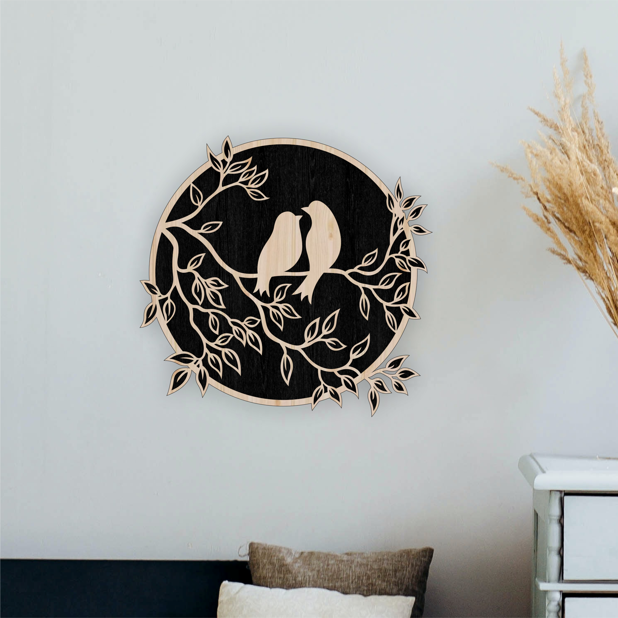 Birds and Blossoms Wall Art, laser-cut wall décor by Engravia Mauritius
