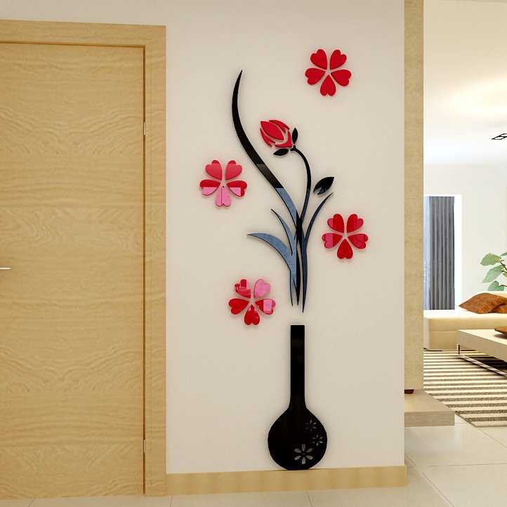Flower Vase Wall Accent, laser-cut wall décor by Engravia Mauritius