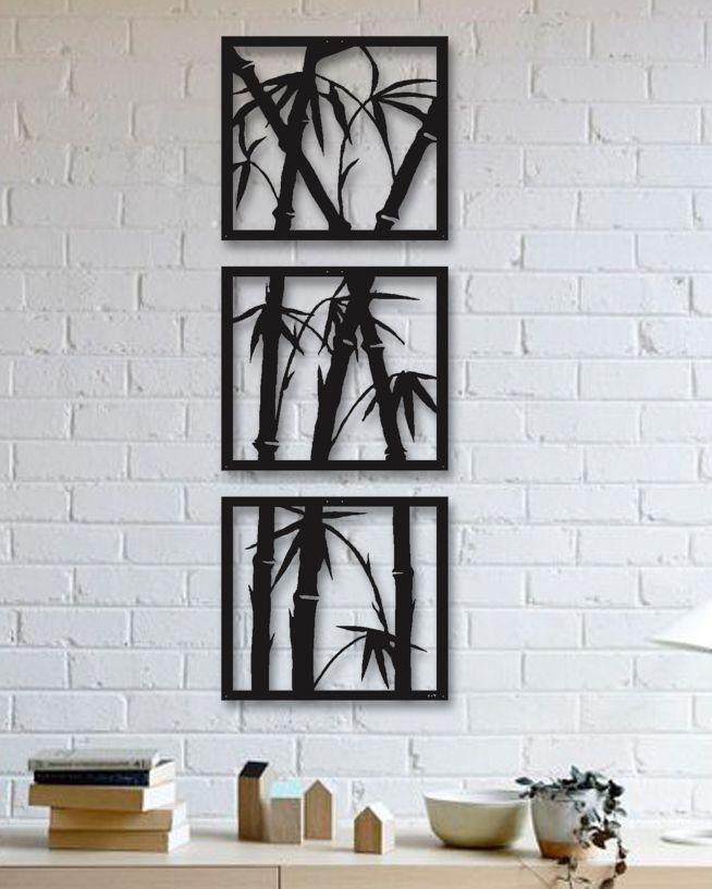 Bamboo Panel Triptych, laser-cut wall décor by Engravia Mauritius