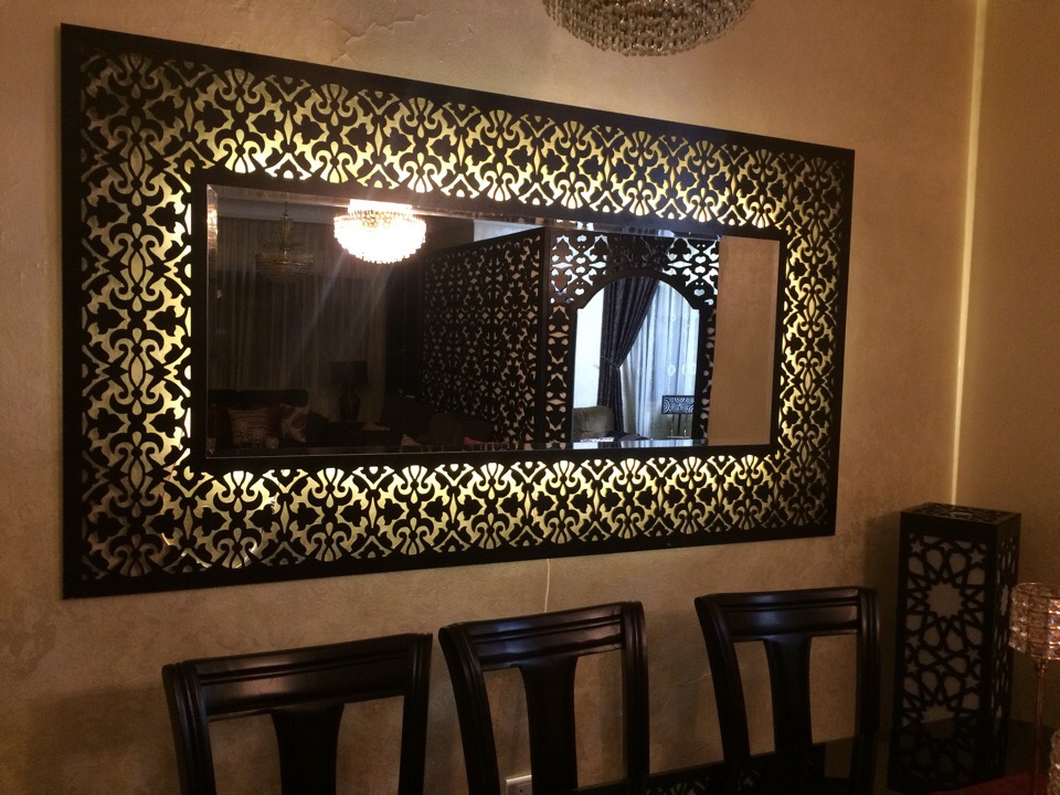 Decorative Mirror Frame, laser-cut wall décor by Engravia Mauritius