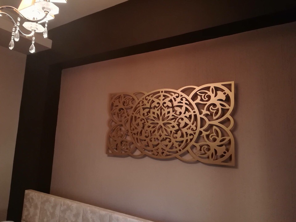 Mandala Rectangle Panel, laser-cut wall décor by Engravia Mauritius