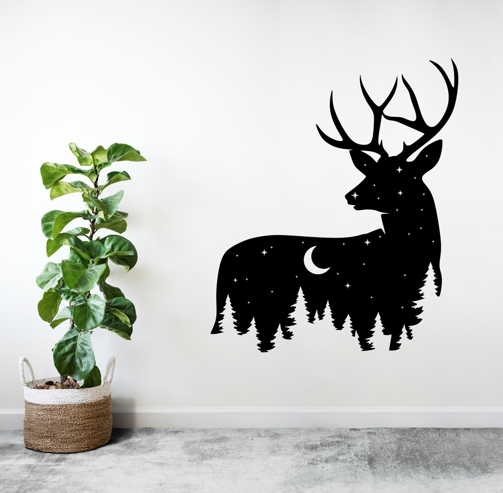 Forest Deer Wall Art, laser-cut wall décor by Engravia Mauritius