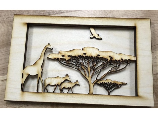 African Landscape Shadow Box, laser-cut wall décor by Engravia Mauritius