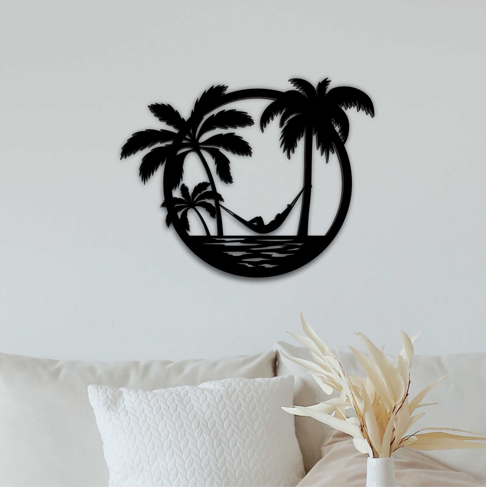 Tropical Palm Wall Art, laser-cut wall décor by Engravia Mauritius