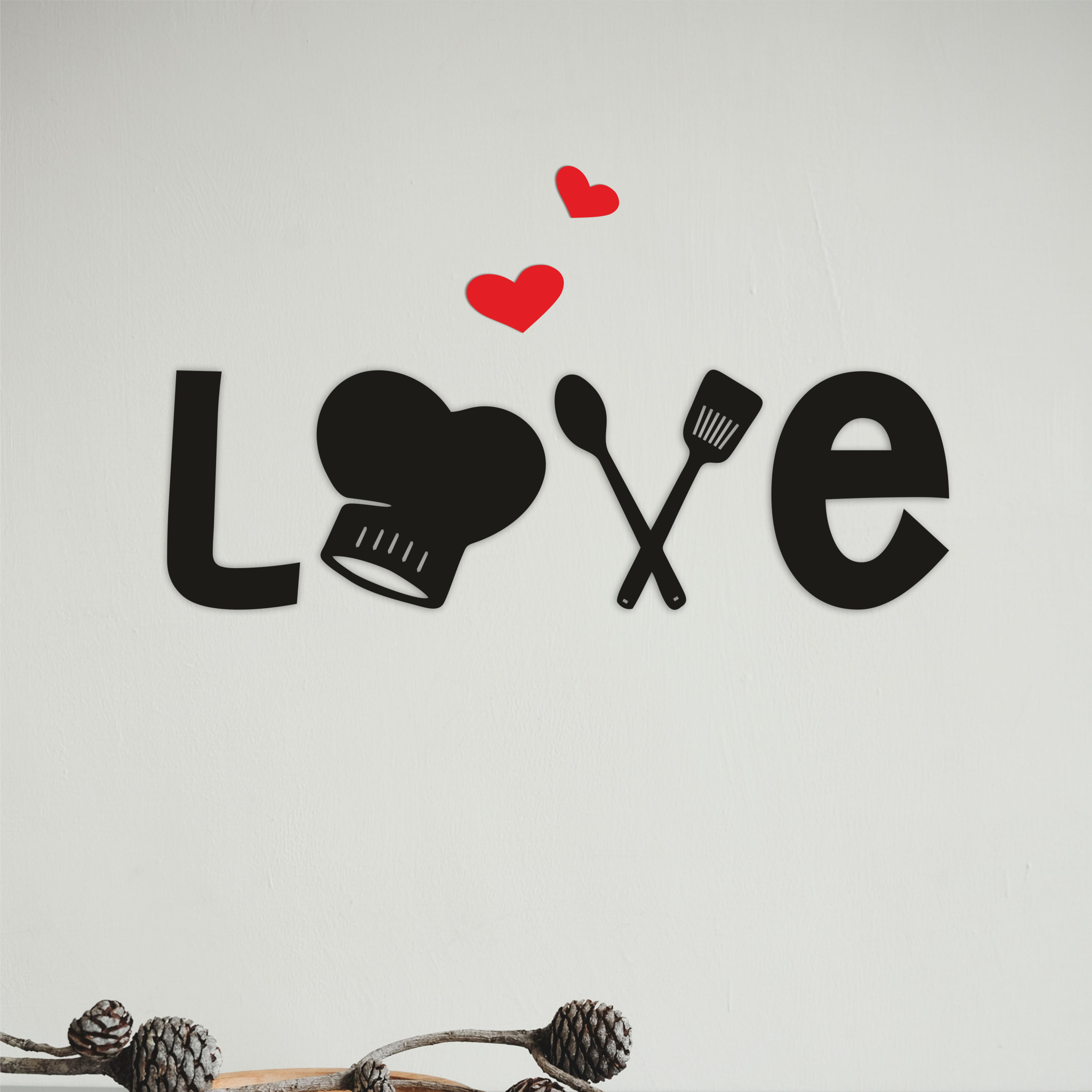 Kitchen Love Wall Sign, laser-cut wall décor by Engravia Mauritius