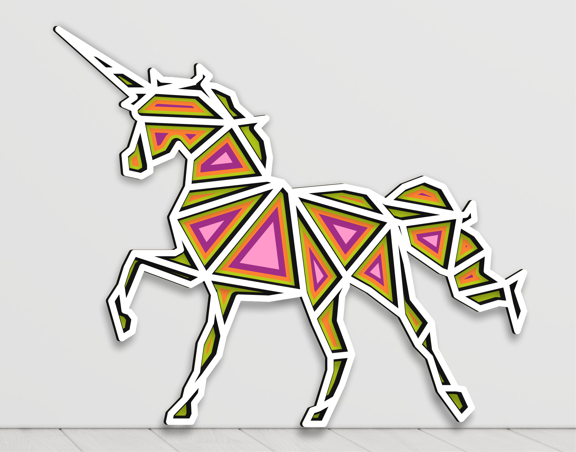 Geometric Unicorn, laser-cut wall décor by Engravia Mauritius