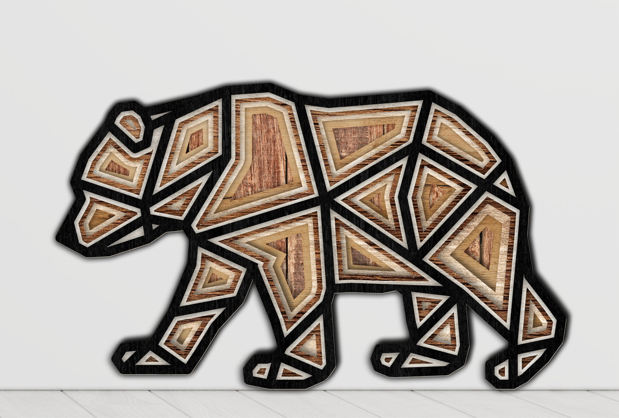 Geometric Bear, laser-cut wall décor by Engravia Mauritius