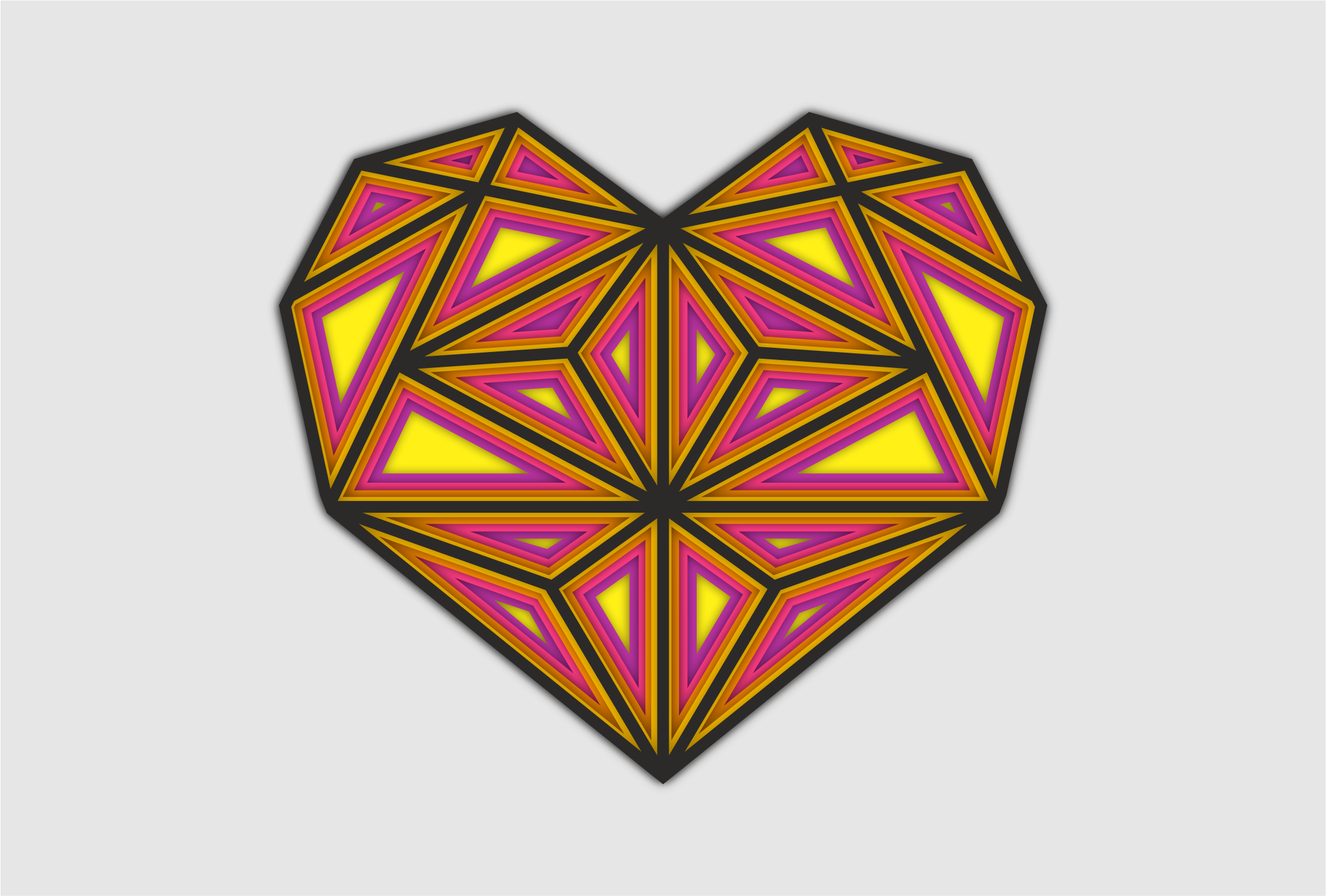 Geometric Heart, laser-cut wall décor by Engravia Mauritius
