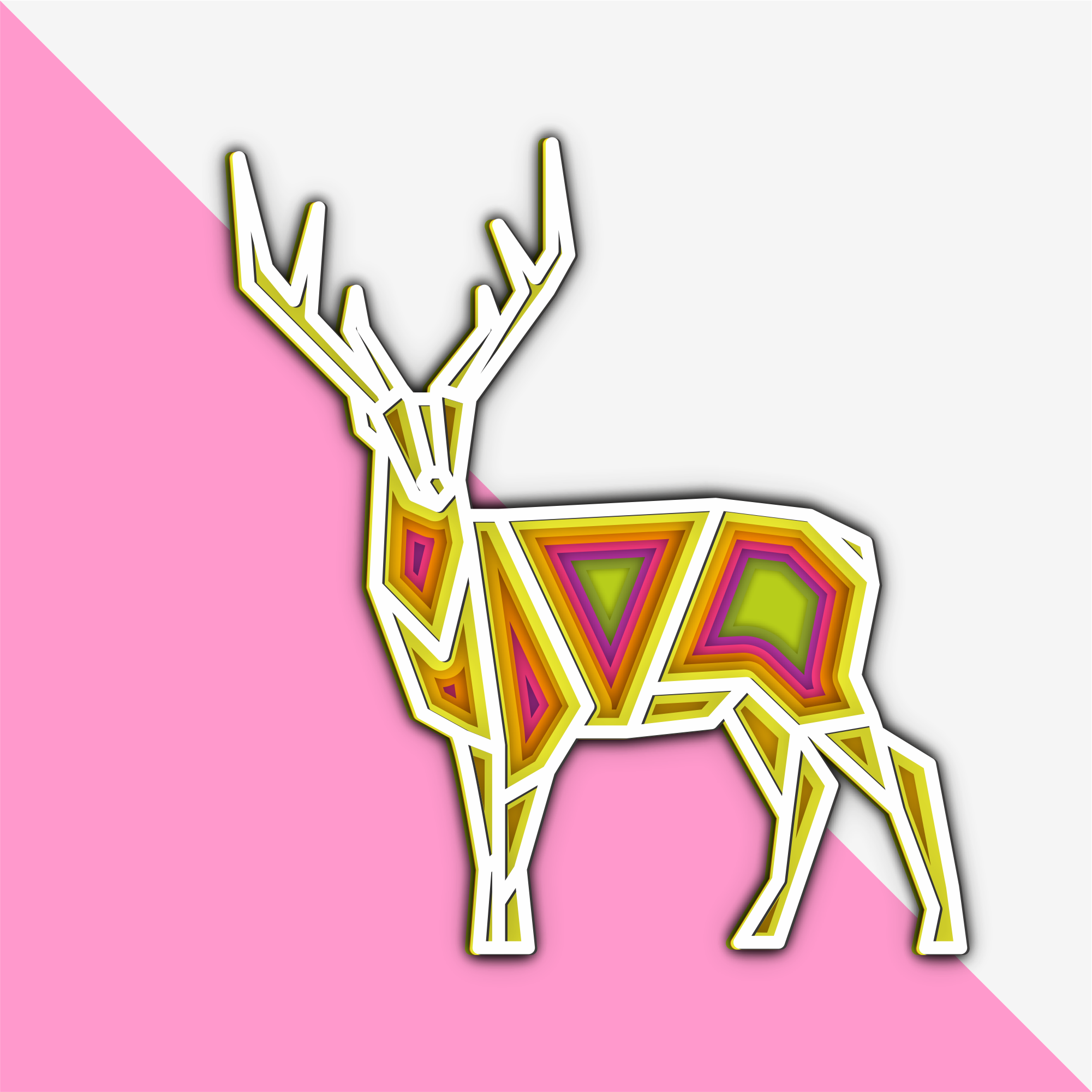 Colorful Geometric Deer, laser-cut wall décor by Engravia Mauritius